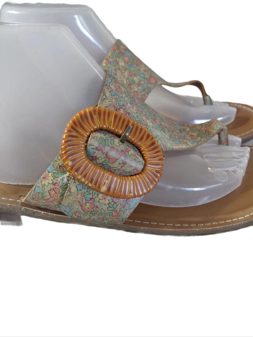 Patricia Nash Multicolor Floral Leather Thong Sandals Size 8.5